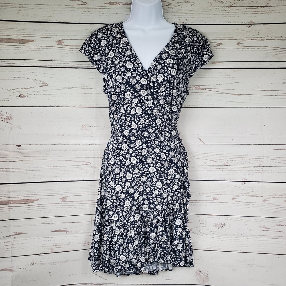 J CREW MERCANTILE floral faux wrap ruffle dress 6